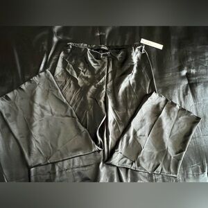 Black silk wide pants